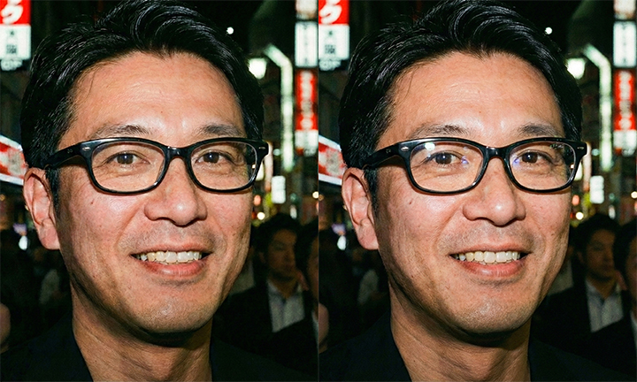 メガネ反射補正の例